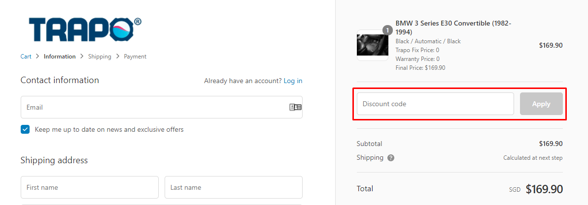 How do I use my Trapo discount code?