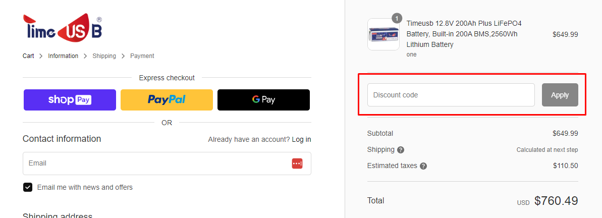 How do I use my Timeusb discount code?
