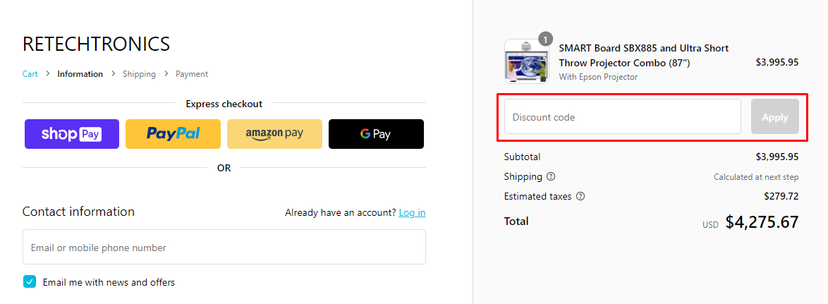 How do I use my RETECHTRONICS discount code?