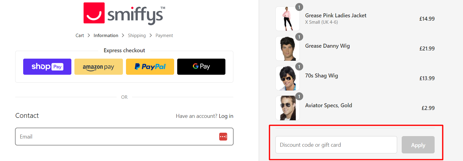 How do I use my Smiffys discount code?