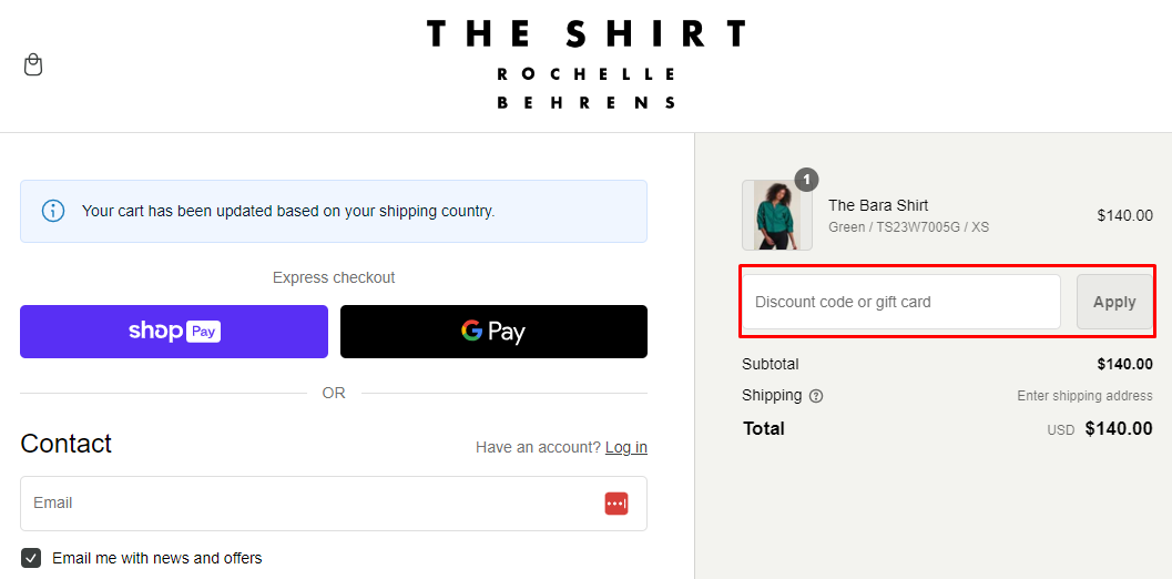 How do I use my The Shirt discount code?