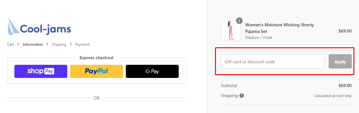 How do I use my Cool-jams discount code?