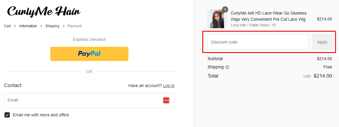 How do I use my CurlyMe Hair discount code?