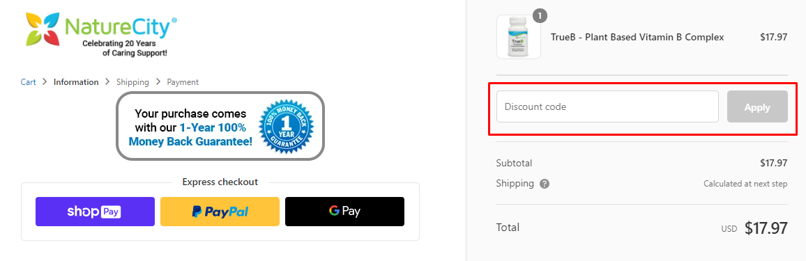 How do I use my NatureCity discount code?