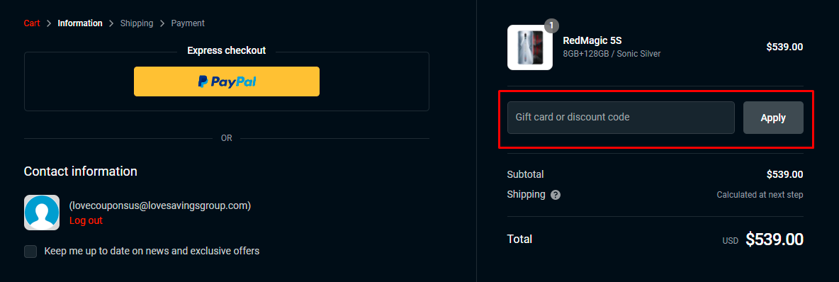 How do I use my RedMagic discount code?