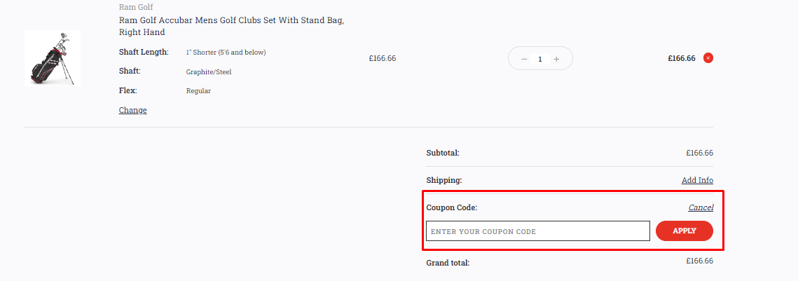 How do I use my Ram Golf coupon code?