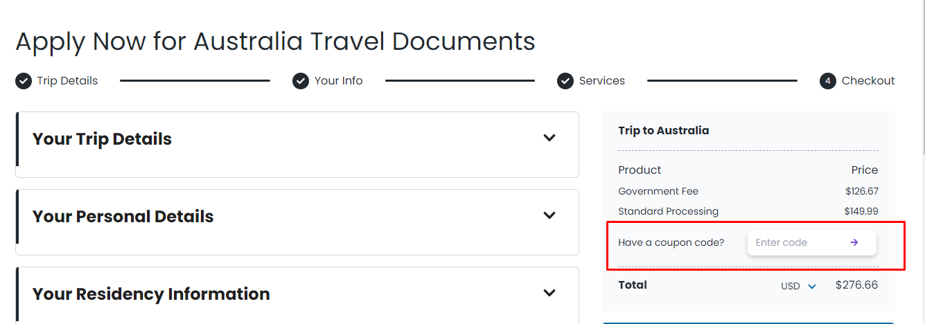 How do I use my iVisa Coupon code?