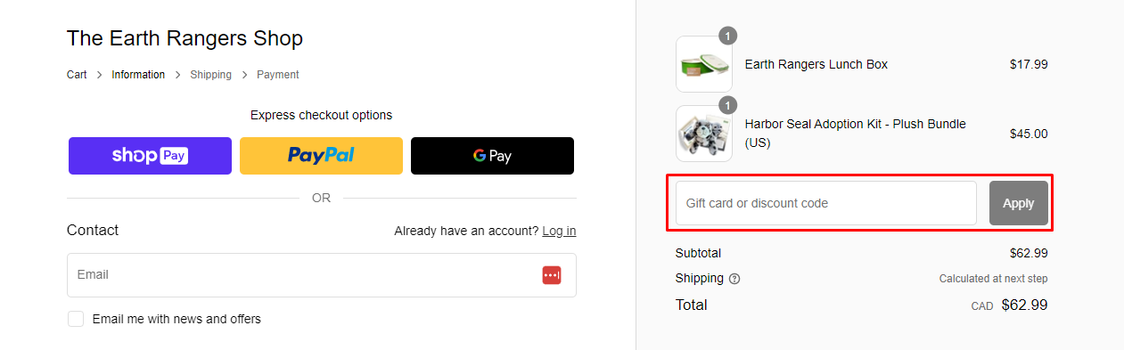 How do I use my Earth Rangers discount code?