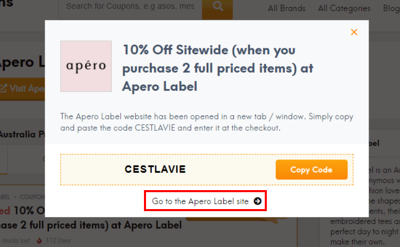 go to Apero Label site
