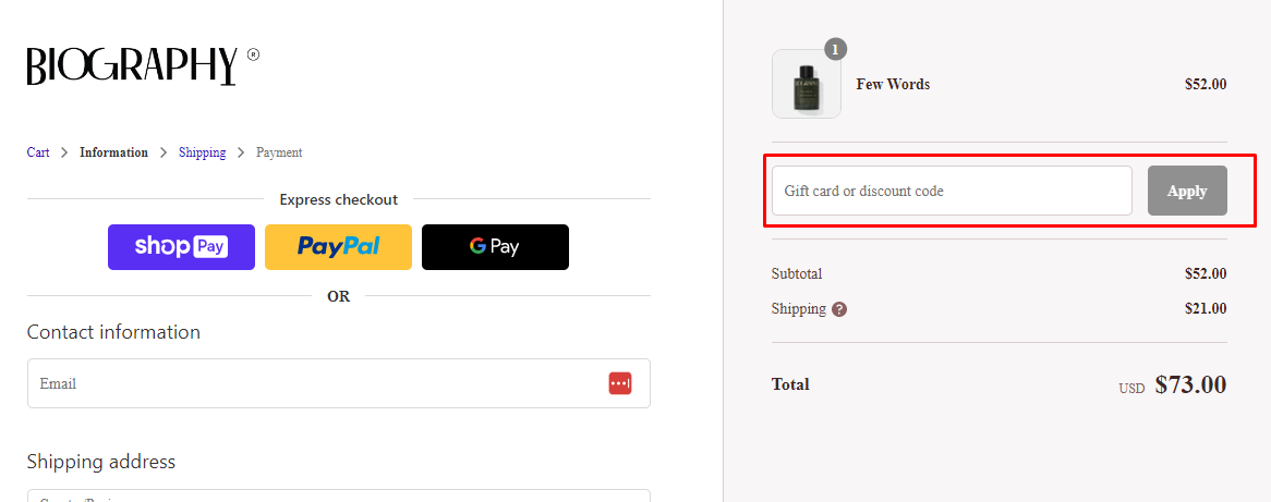 How do I use my Biography discount code?