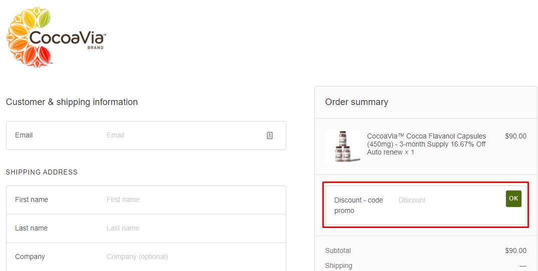 How do I use my CocoaVia discount code?