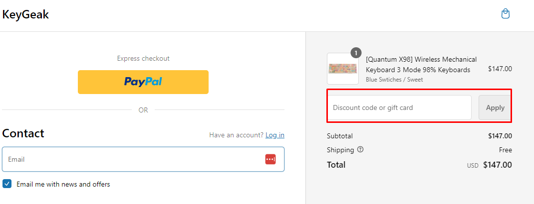 How do I use my KeyGeak discount code?