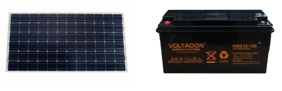 Victron Solar Panel 12V 185W Mono series and a Gel Lead Acid Solar Battery 12V / 150Ah