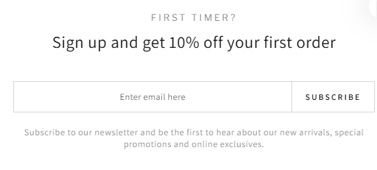 10% discount for first timers