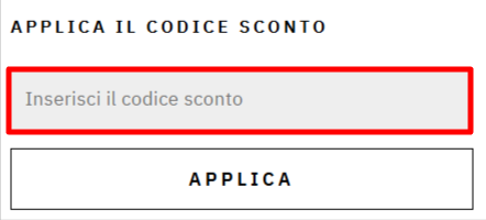 sezione checkout dove poter inserire ed applicare un codice sconto PLEASE