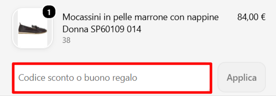 carrello del sito ufficiale Spatarella dove poter applicare un codice sconto Spatarella