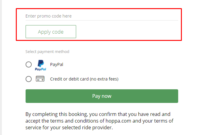 How do I use my Hoppa promo code?