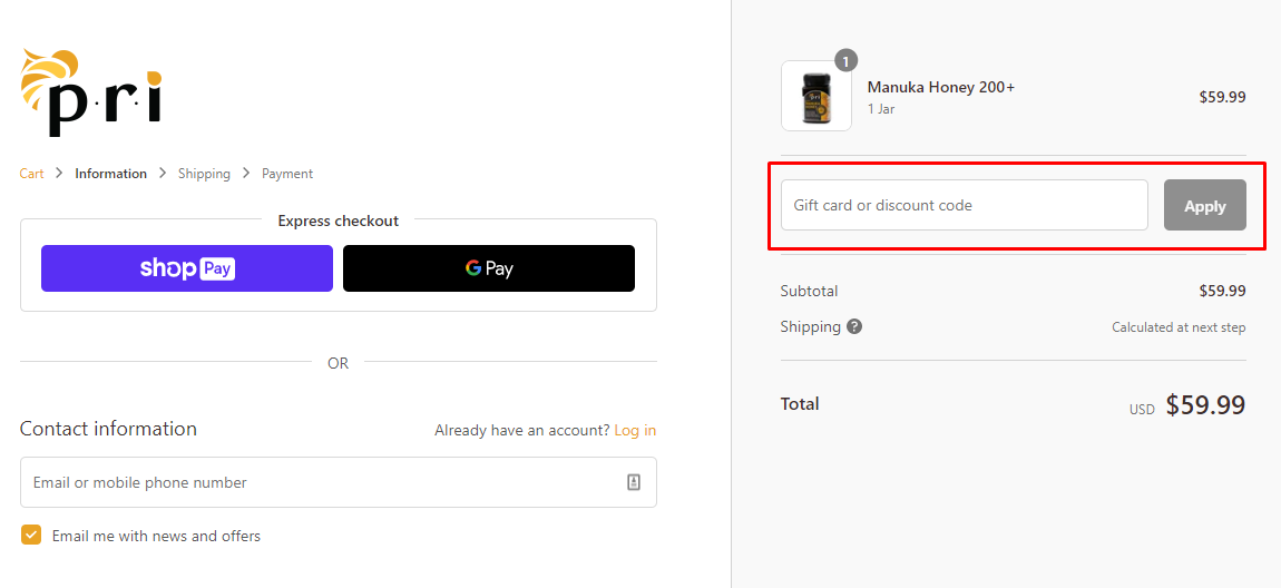 How do I use my Pacific Resources International discount code?