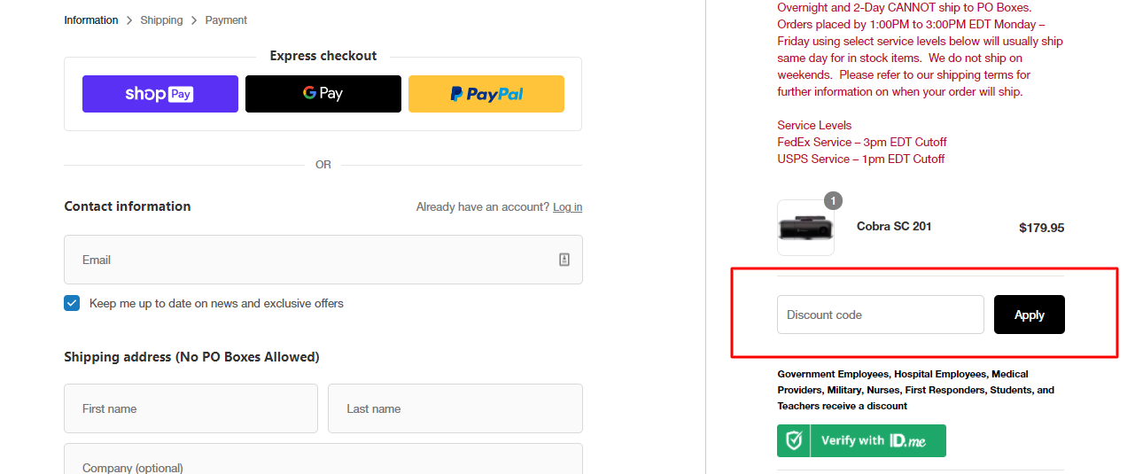 How do I use my Cobra discount code?