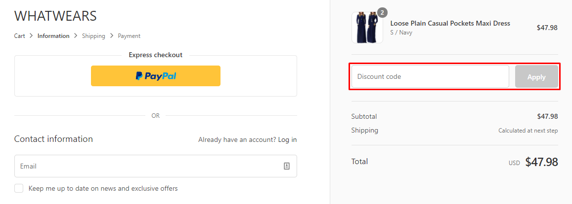 How do I use my Whatwears discount code?