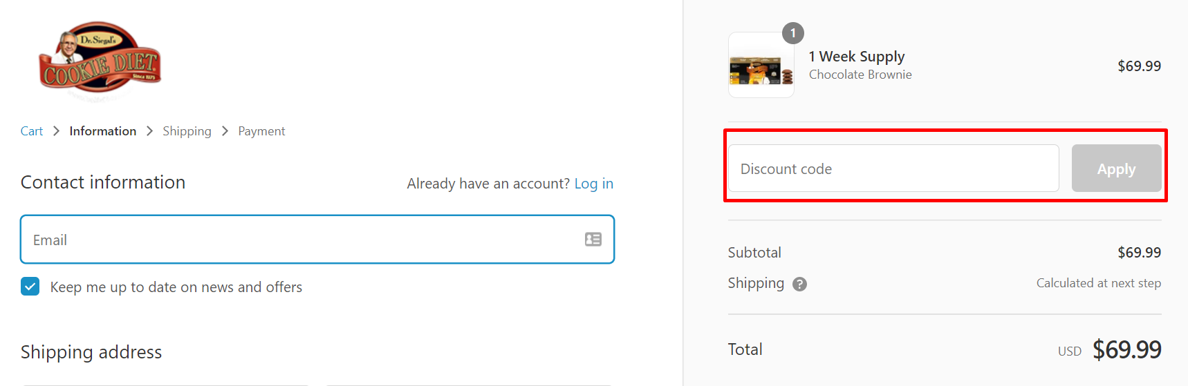 How do I use my Cookie Diet discount code?