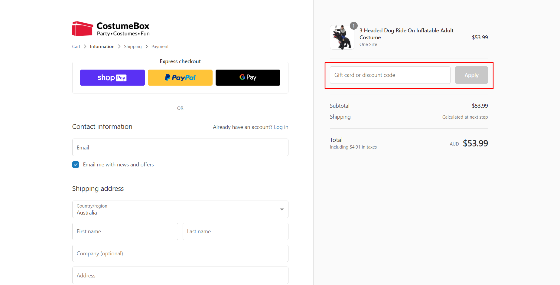 How do I use my Costumebox discount code?