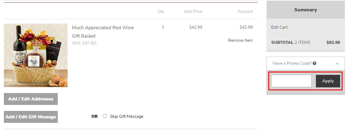 How do I use my Winebasket promo code?