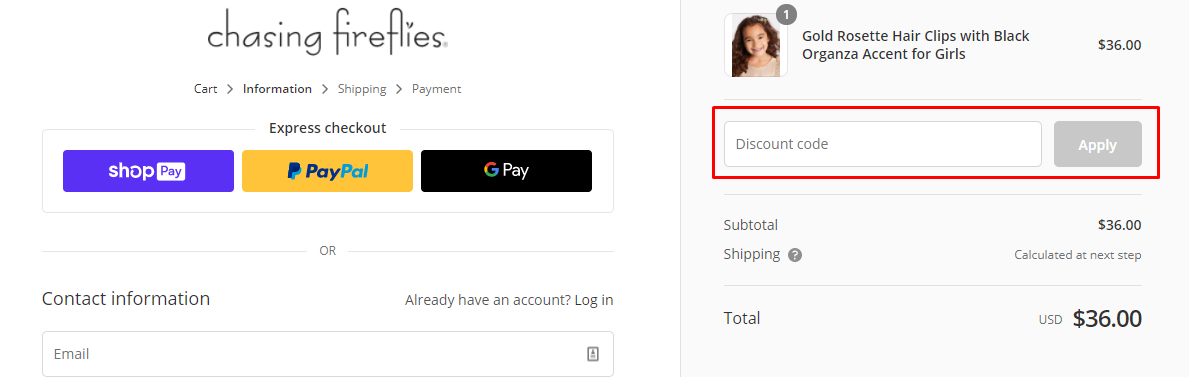 How do I use my Chasing Fireflies discount code?