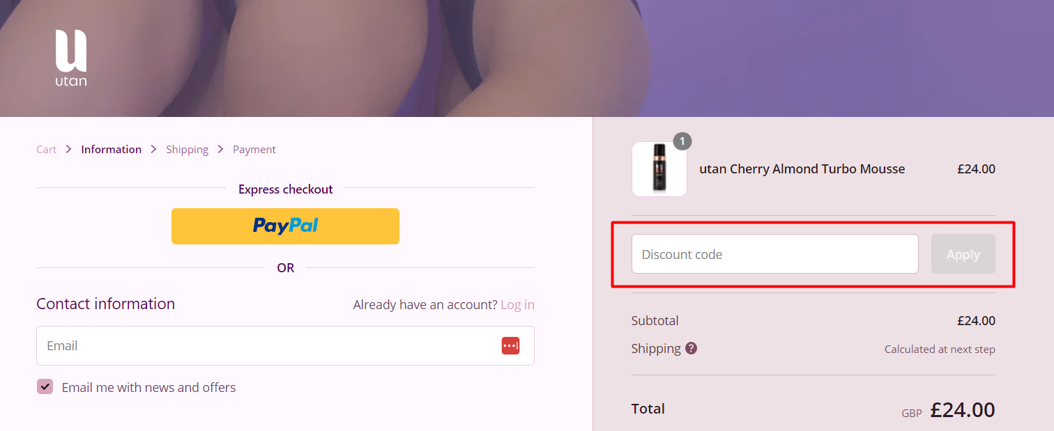 How do I use my utan discount code?