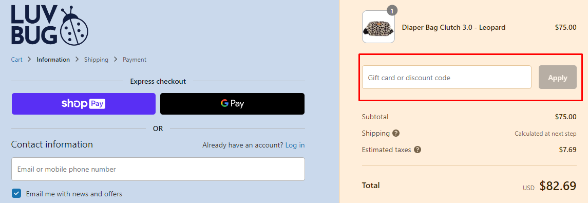 How do I use my LuvBug discount code?