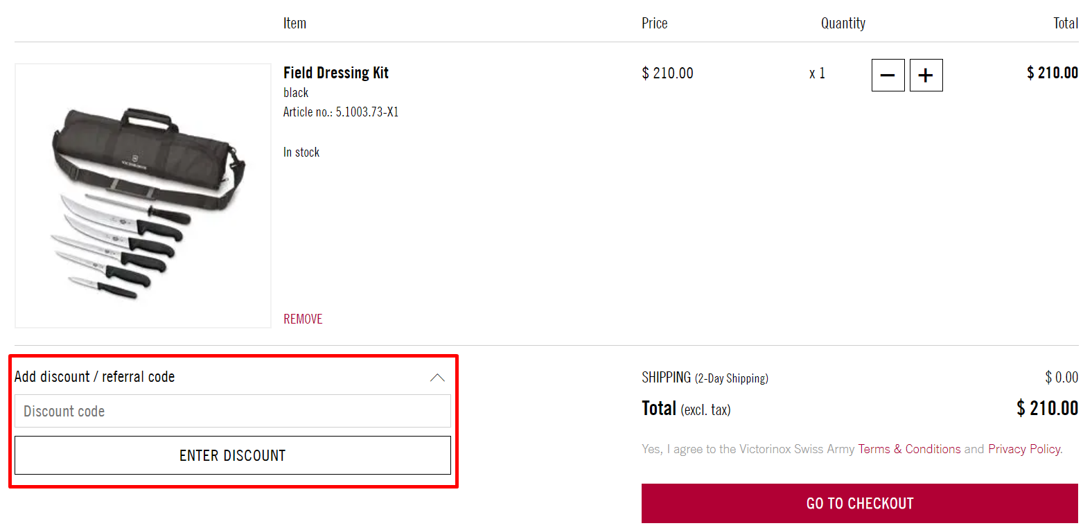 How do I use my Swiss Army discount code?
