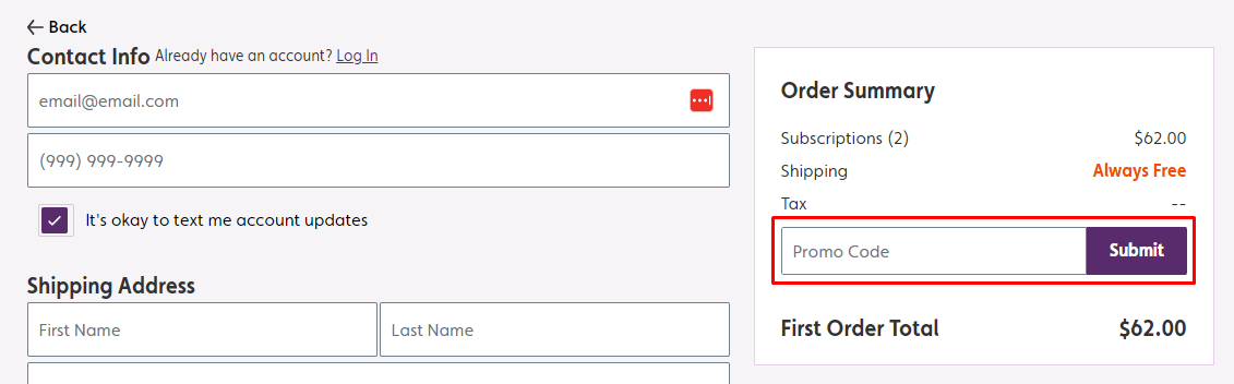 How do I use my Second Nature promo code?