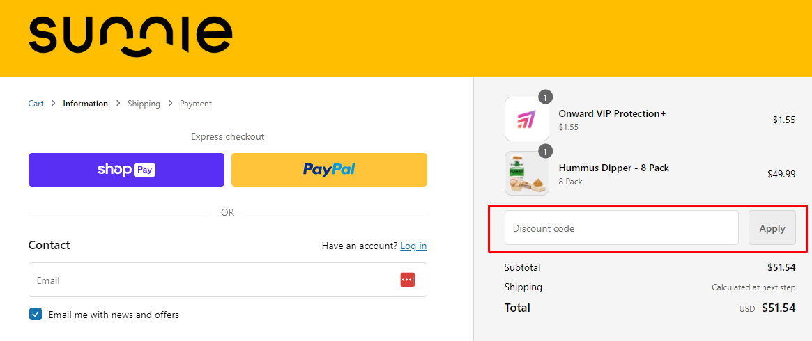 How do I use my Sunnie discount code?