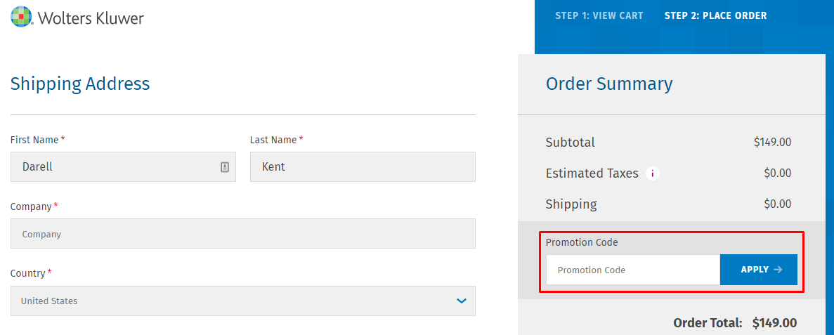 How do I use my Wolters Kluwer promotion code?