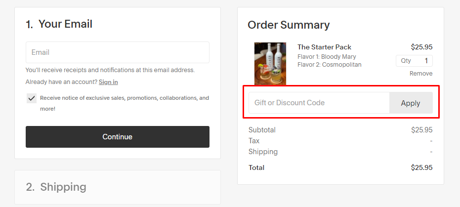 How do I use my Splash Mixers discount code?