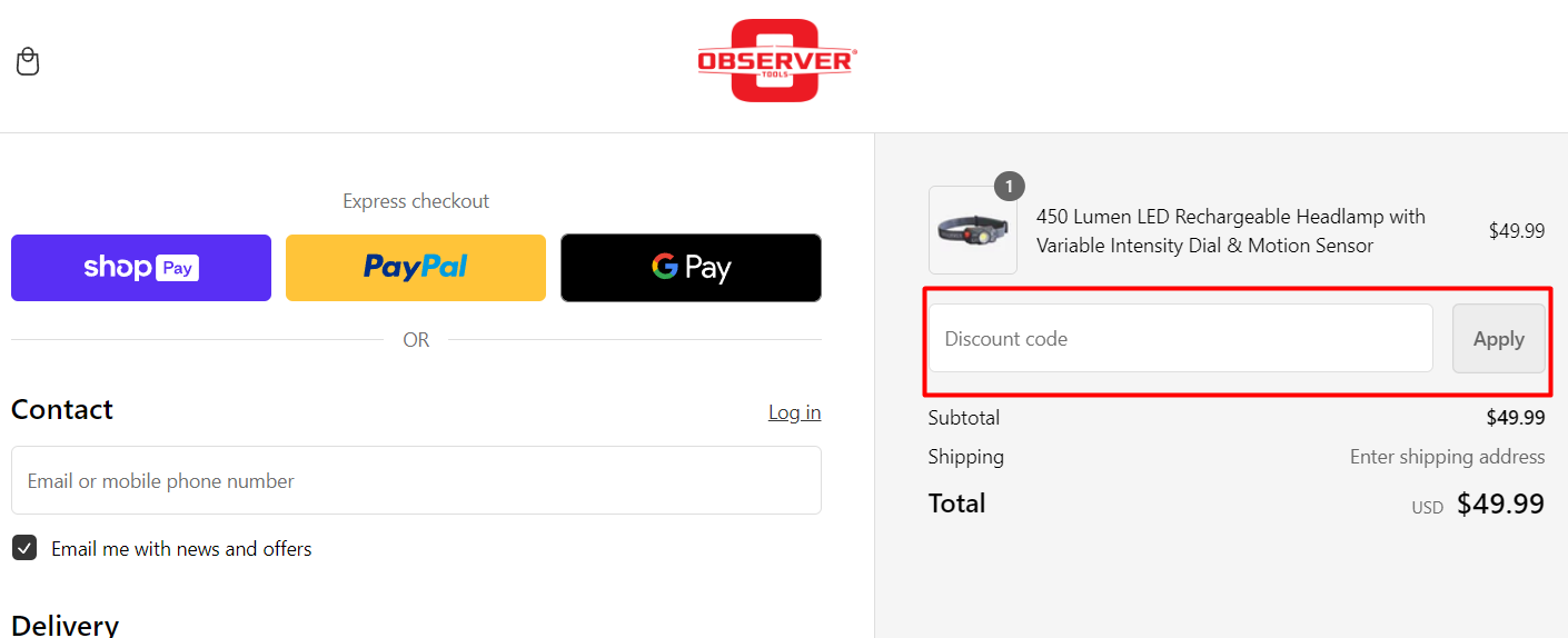 How do I use my Observer Tools discount code?