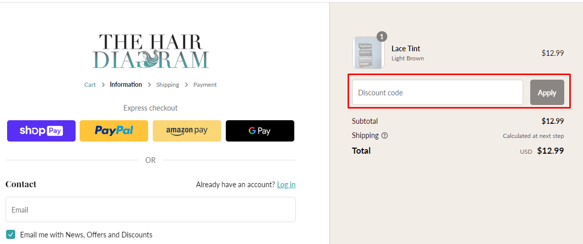 How do I use my The Hair Diagram discount code?