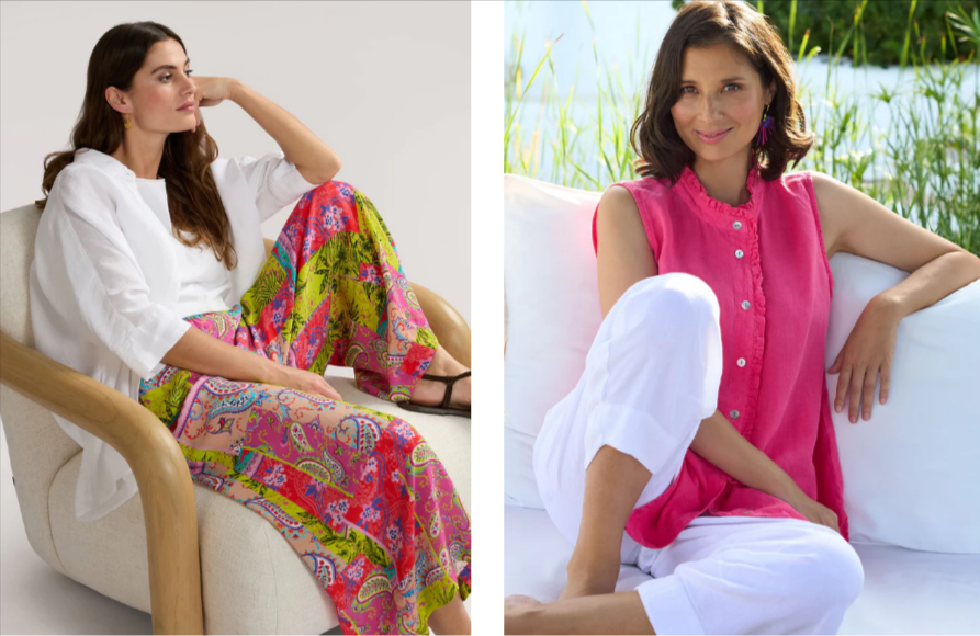 The Sahara tropical patchwork wide trousers and gold vermeil fan earrings from the Just Sahara just arrived and the summer edition