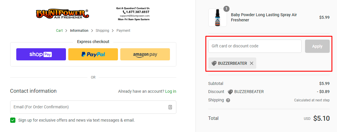 How do I use my BluntPower discount code?