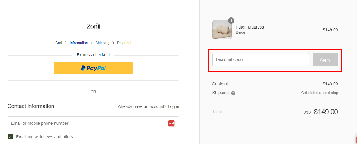 How do I use my ZONLI HOME discount code?