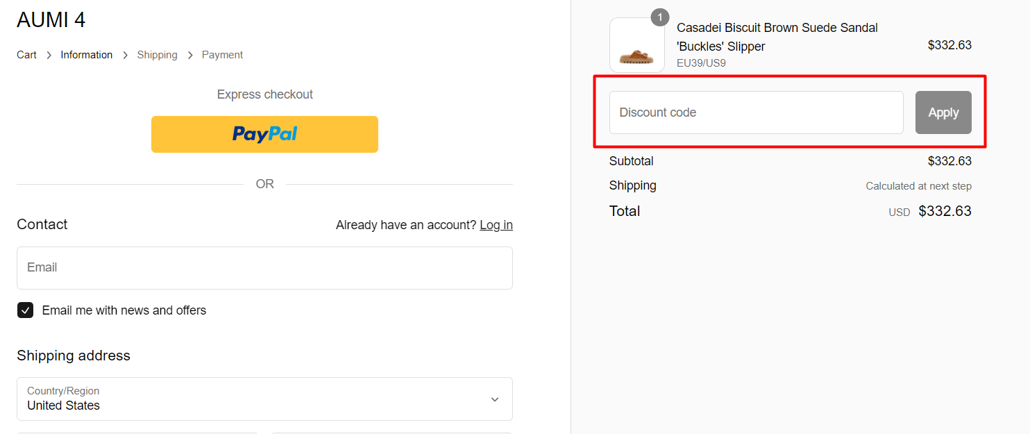 How do I use my AUMI4 discount code?