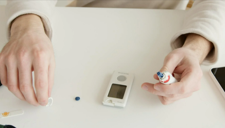 A person getting tests done at home