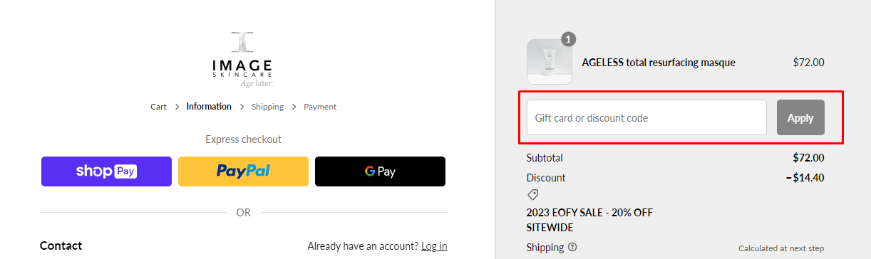 How do I use my Image Skincare discount code?