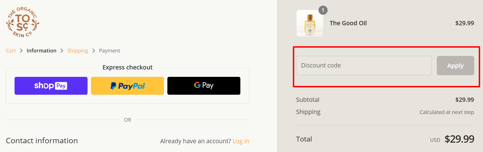 How do I use my The Organic Skin Co discount code?