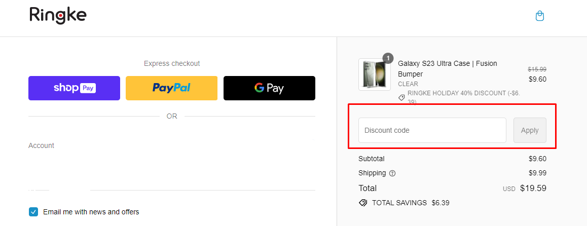 How do I use my Ringke coupon code?
