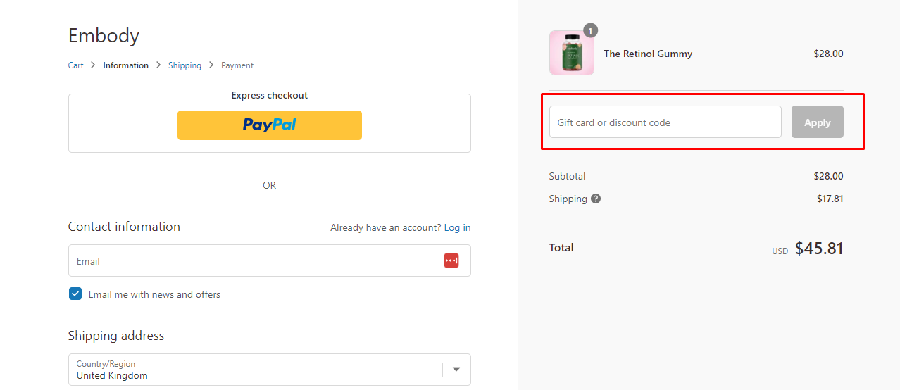 How do I use my embody discount code?
