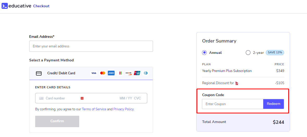 How do I use my Educative discount code?