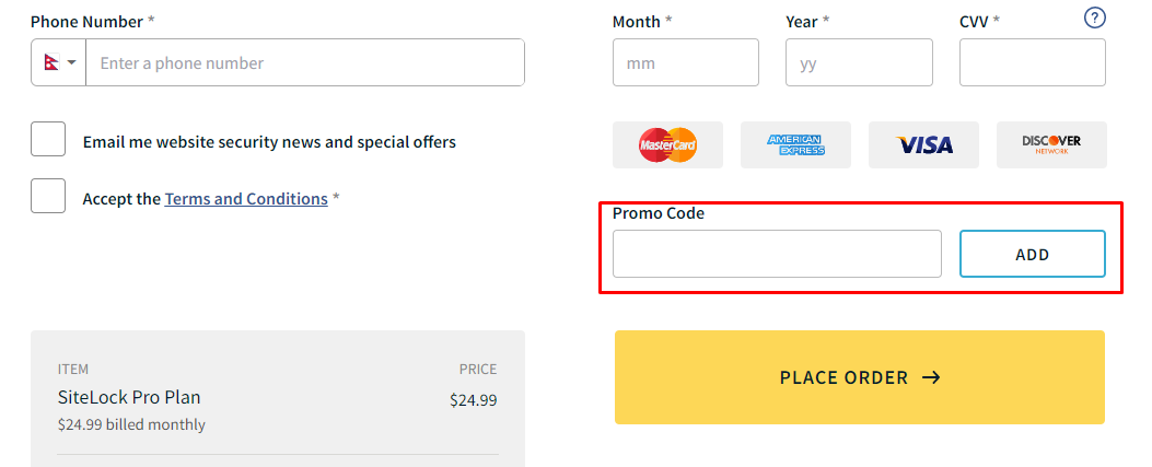 How do I use my SiteLock promo code?