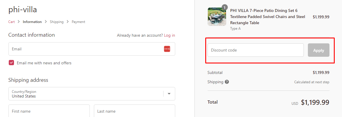 How do I use my Phi Villa discount code?