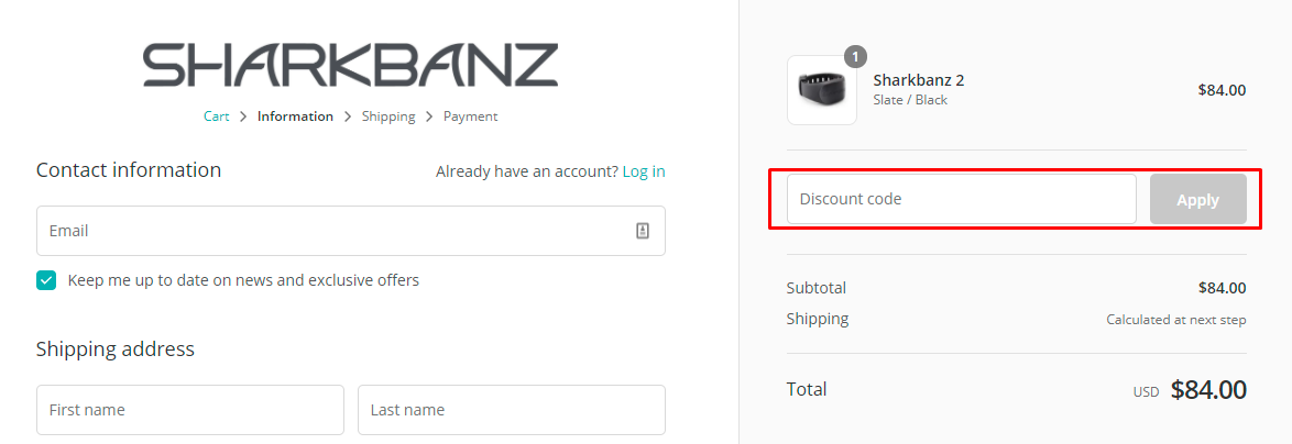 How do I use my Sharkbanz discount code?